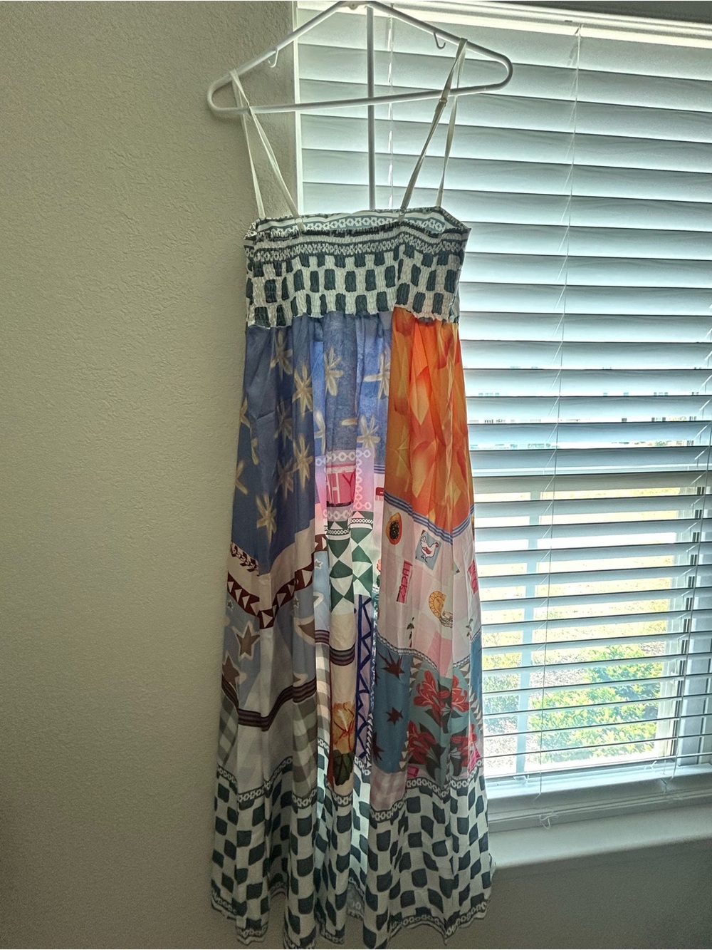 Maxi Sundress with Multicolor Patchwork Print